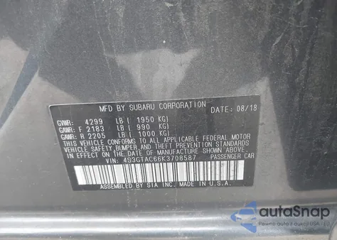 2019 Subaru Impreza 2.0I Premium z USA, uszkodzony, nr VIN 4S3GTAC66K3708587